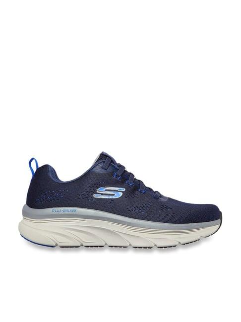 skechers men's d'lux walker-commuter navy grey casual slip on shoe