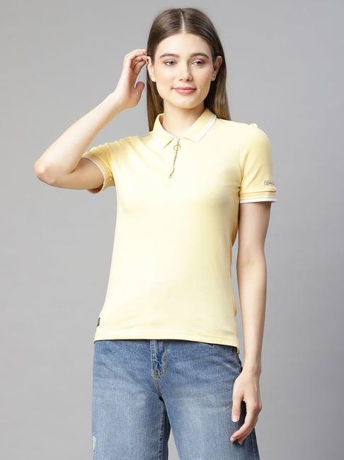 global republic light yellow regular fit top