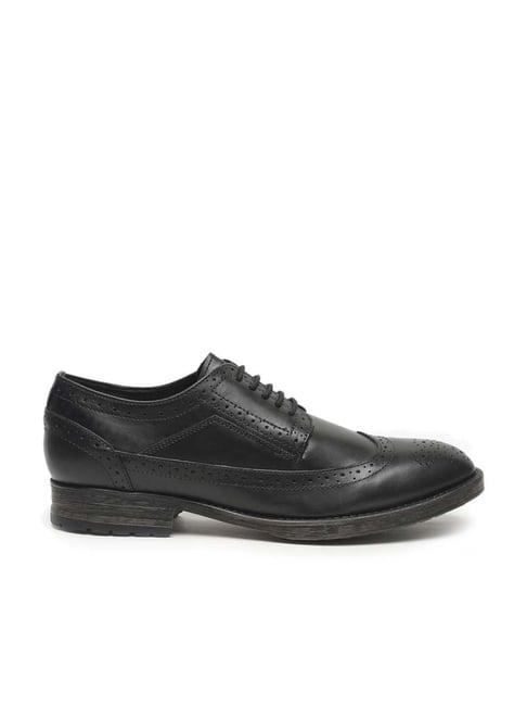 teakwood leathers men's black derby shoes