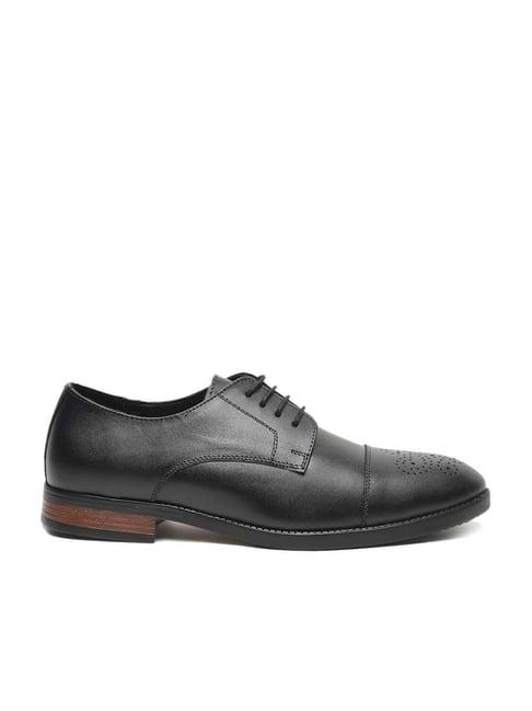 teakwood leathers men's black derby shoes