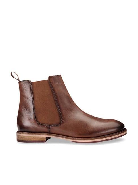 teakwood leathers men's cognac chelsea boots