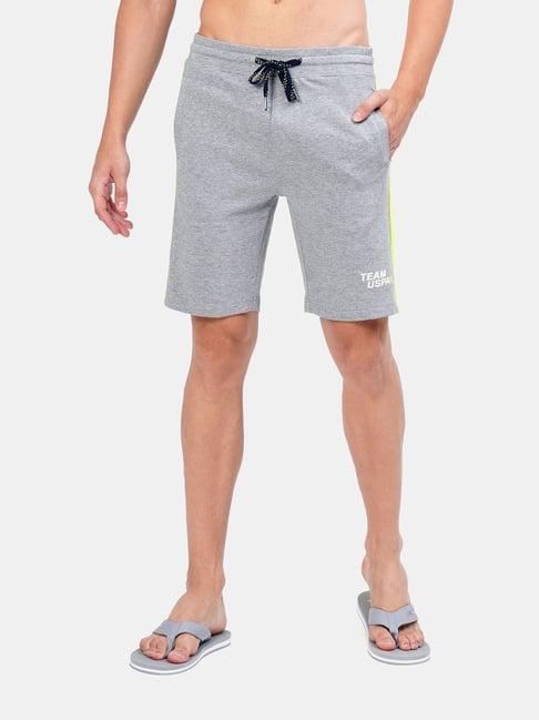 u.s. polo assn. grey melange textured shorts