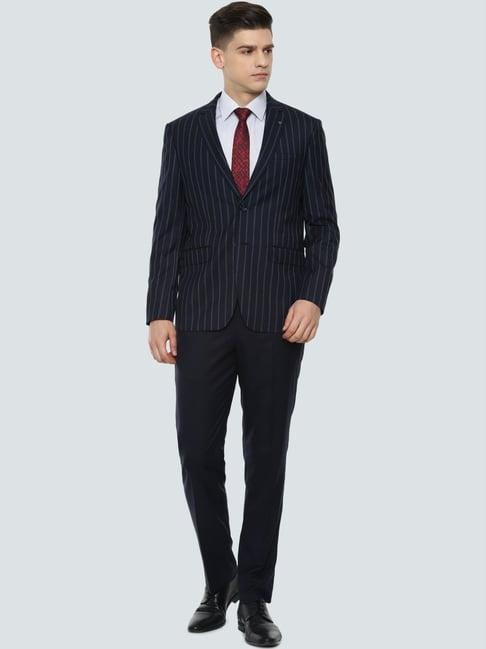 louis philippe gods & kings navy slim fit striped two piece suit