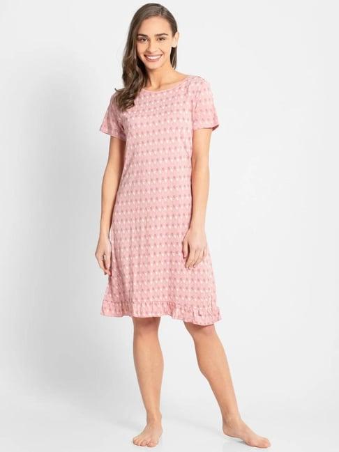 jockey rx25 women's micro modal cotton half sleeve printed sleep dress (colors & prints may vary)