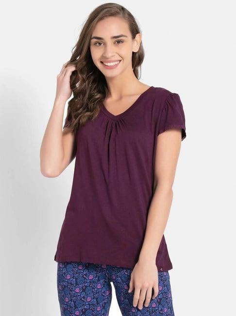 jockey rx12 women's micro modal cotton relaxed fit solid v neck half sleeve t-shirt