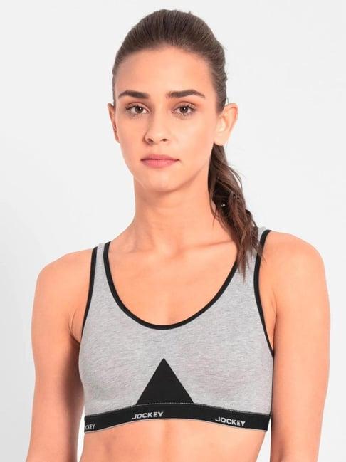 jockey grey color blocked sports bra