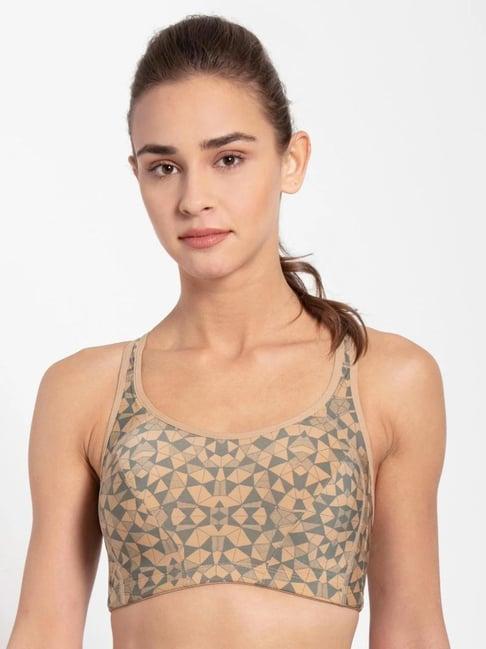 jockey brown printed sports bra