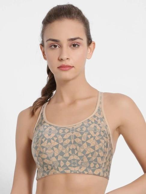 jockey brown printed sports bra