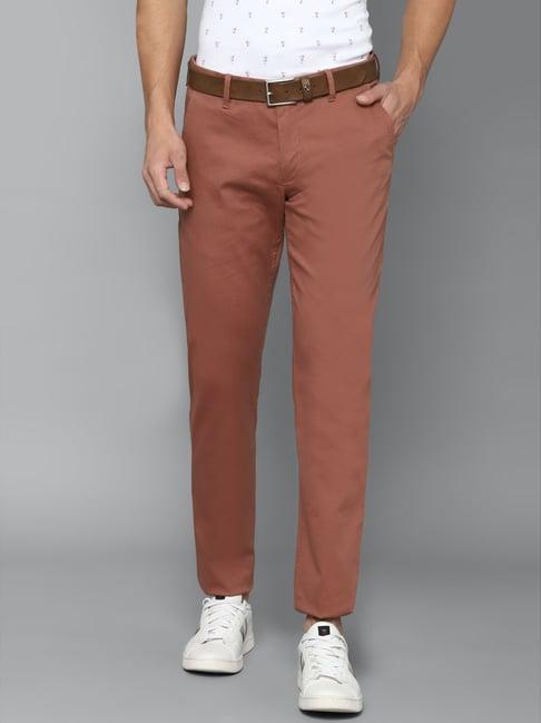 louis philippe red cotton slim fit chinos