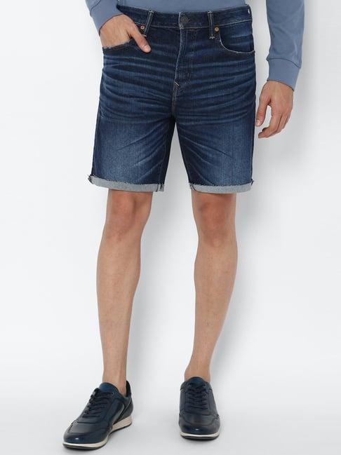 american eagle outfitters blue slim fit denim shorts