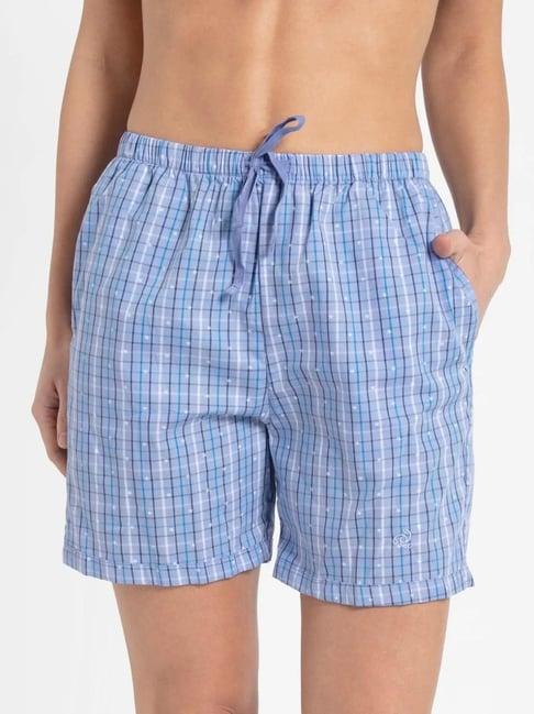 jockey blue checks night shorts