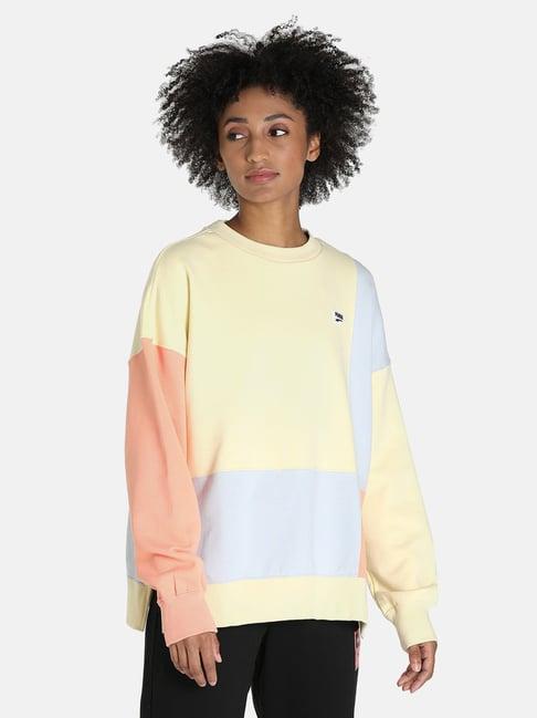 puma yellow relaxed fit sweatshirt