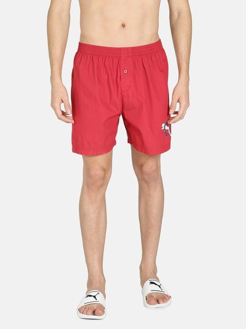 puma basic red cotton regular fit printed boxers