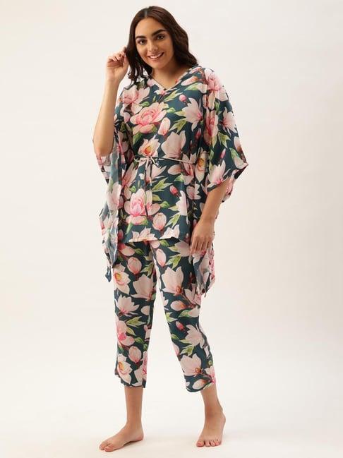 clt.s teal floral print pajama set