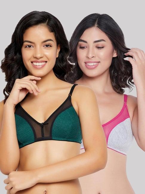 clovia multicolor color blocked bra (pack of 2)