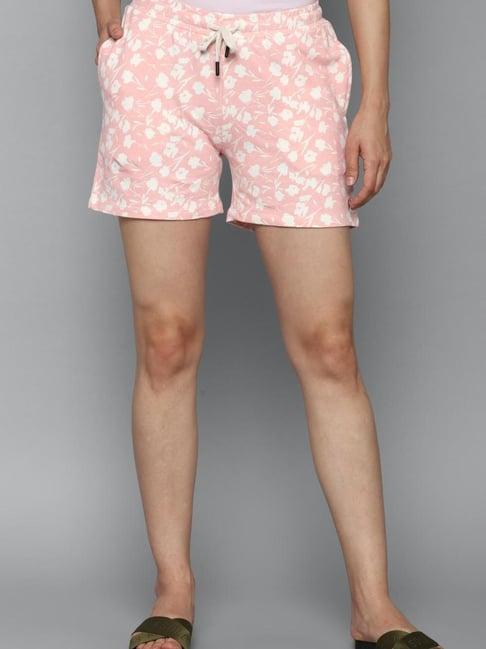 allen solly light pink floral print shorts