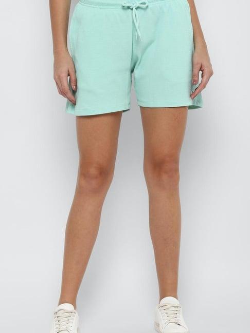 allen solly light green regular fit shorts