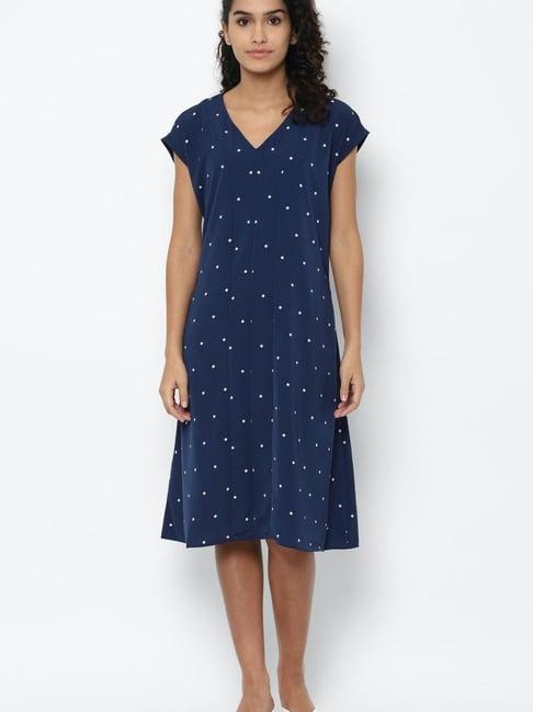 allen solly navy polka dot dress