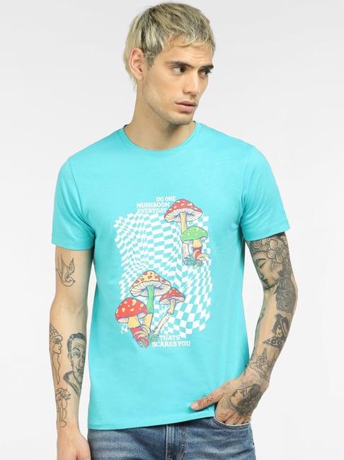 jack & jones turquoise printed t-shirt