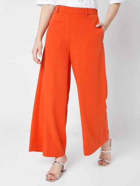 vero moda burnt orange flared fit pants