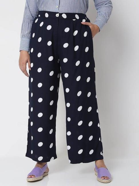 vero moda curve navy & white polka dot pants