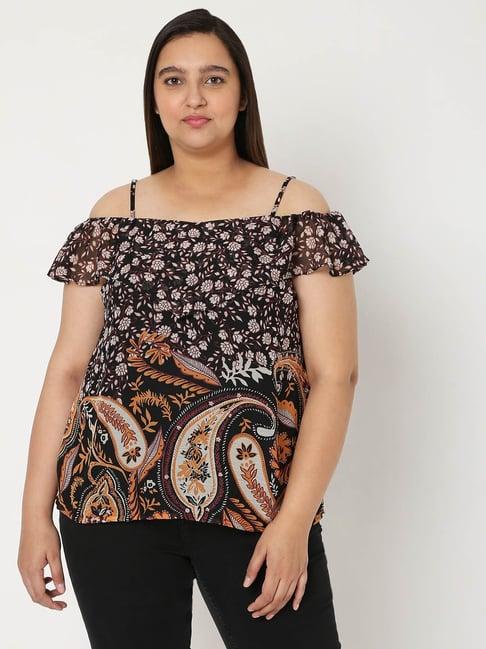 vero moda curve black printed top