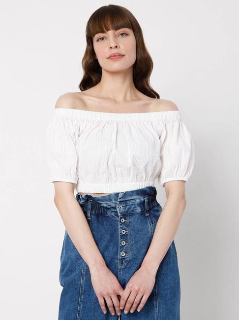 vero moda white regular fit crop top