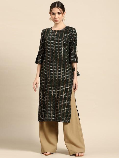 gerua green printed straight kurta