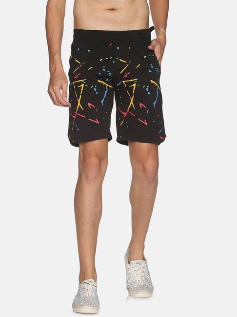 kultprit black printed cotton shorts