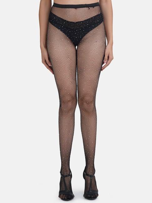 secrets by zerokaata black embellished stockings