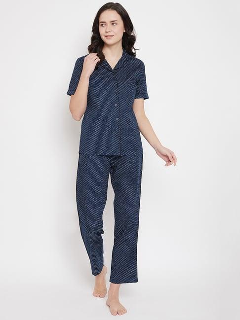 crimsoune club blue printed shirt with pyjamas