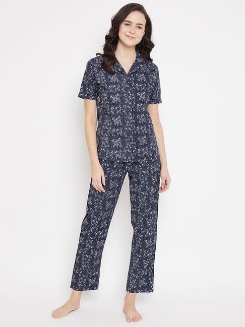 crimsoune club navy printed shirt with pyjamas