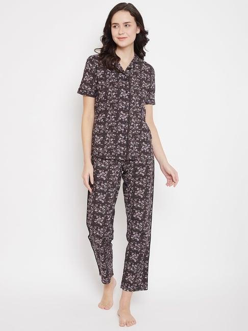 crimsoune club brown printed shirt with pyjamas