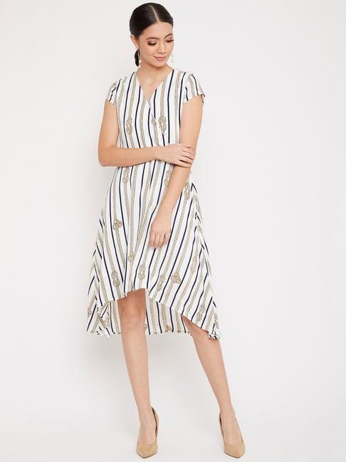 crimsoune club white striped dress