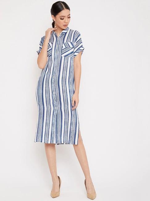 crimsoune club white & blue striped dress