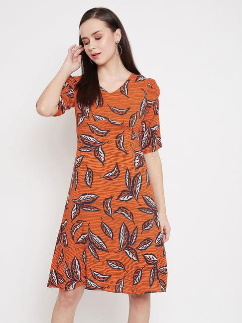 crimsoune club orange printed dress