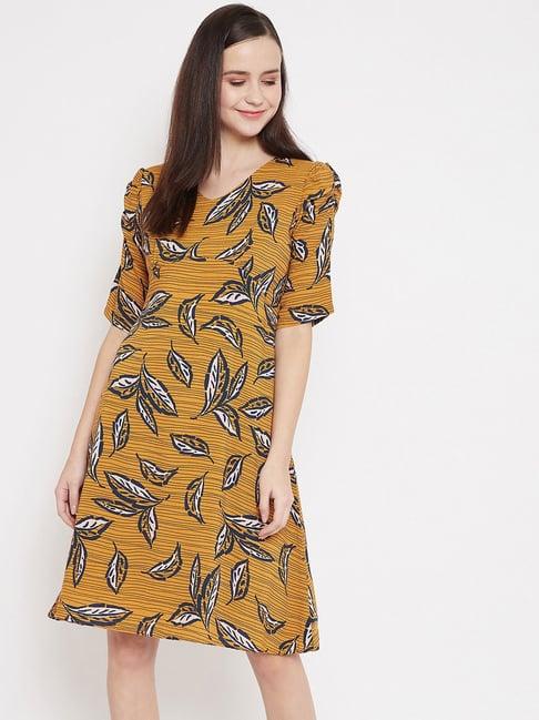 crimsoune club yellow printed dress