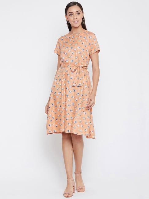 crimsoune club orange floral print dress