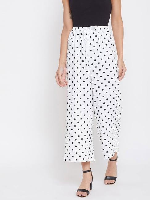 crimsoune club white & black polka dot palazzos