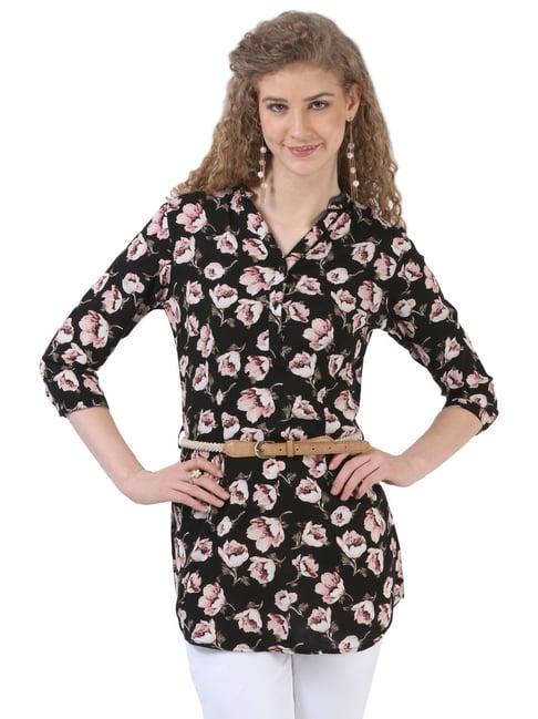 crimsoune club black floral print tunic