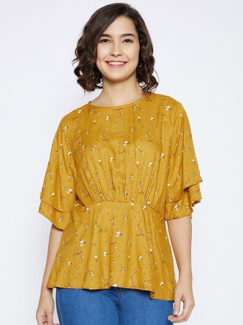 crimsoune club mustard floral print top