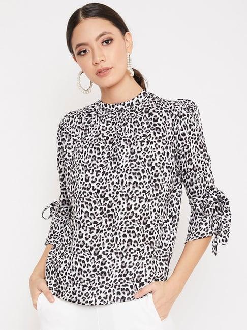 crimsoune club black & white animal print top