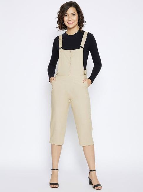 crimsoune club beige midi dungarees