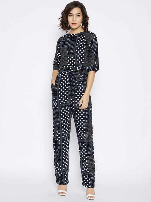 crimsoune club navy & white printed jumpsuit