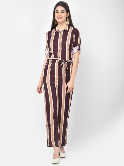 crimsoune club maroon striped jumpsuit