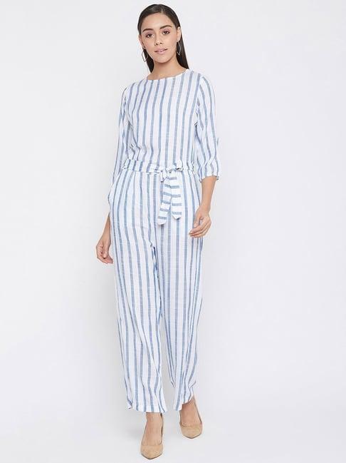 crimsoune club blue & white striped jumpsuit