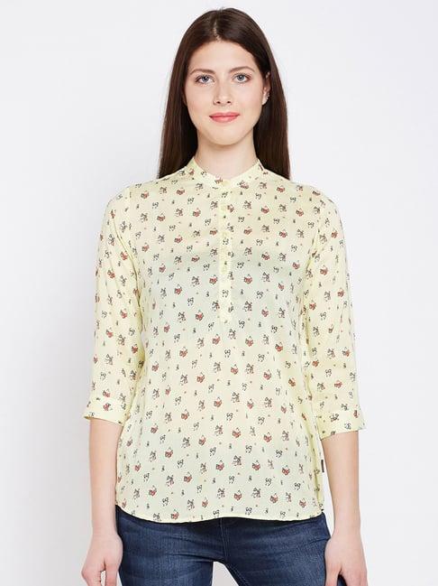 crimsoune club yellow floral print shirt