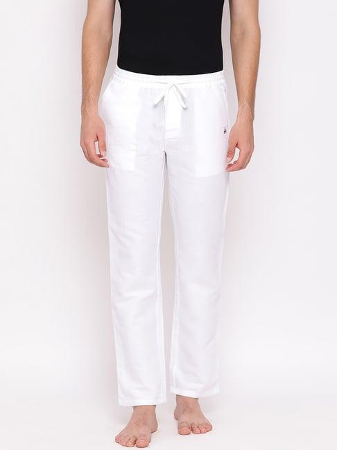 crimsoune club white cotton slim fit lounge pants