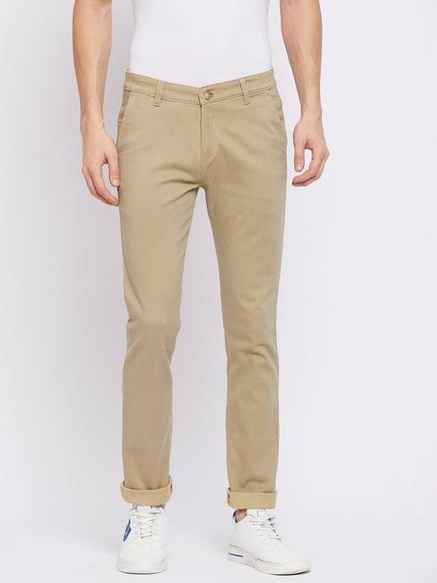 crimsoune club beige slim fit printed chinos