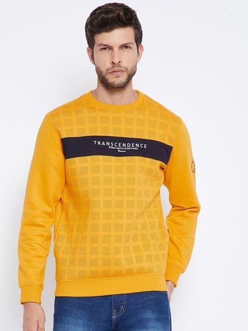 crimsoune club yellow regular fit printed sweatshirt